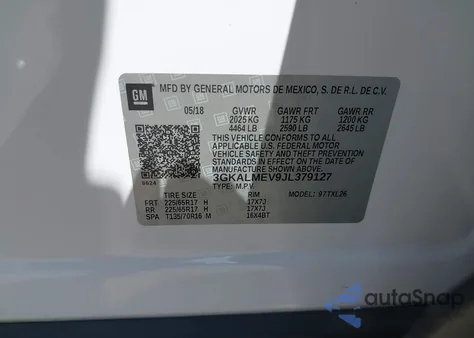 2018 GMC Terrain Sle из США, поврежденный, VIN 3GKALMEV9JL379127